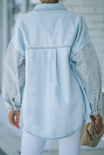 Load image into Gallery viewer, Black Contrast Leopard Denim Jacket