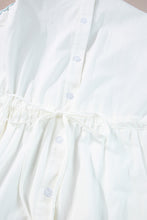 Load image into Gallery viewer, White Colorblock Rickrack Trim Short Sleeve Drawstring Waist Long Dress