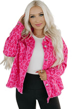 Load image into Gallery viewer, Pink Leopard Print Button Cuffs Raw Hem Jacket