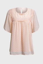 Load image into Gallery viewer, Apricot Flutter Sleeves Sheer Textured Babydoll Top