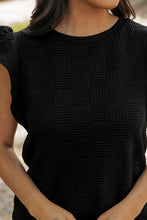 Load image into Gallery viewer, Black Textured Ruffled Sleeve Tee and Drawstring Shorts Set