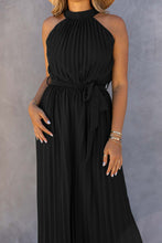 Load image into Gallery viewer, Green Halter Neck Pleated Wide Leg Jumpsuit with Belt