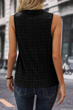 Load image into Gallery viewer, Black Lattice Textured Split Neck Tank Top