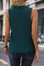 Load image into Gallery viewer, Sea Green Lattice Textured Split Neck Tank Top
