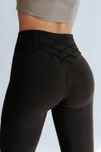 Load image into Gallery viewer, Black Criss Cross Tummy Control High Waist Leggings