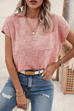 Load image into Gallery viewer, Dusty Pink Lattice Textured Knit Short Sleeve Sweater