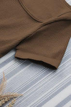 Load image into Gallery viewer, Black Ribbed Square Neck Short Sleeve Athleisure Romper