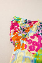 Load image into Gallery viewer, Multicolour Leopard Flutter Sleeve V Neck Crinkled Blouse