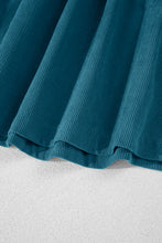 Load image into Gallery viewer, Blue Corduroy Snap Buttons Empire Waist Bracelet Sleeve Dress