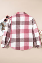 Load image into Gallery viewer, Plaid Color Block Buttoned Long Sleeve Jacket with Pocket