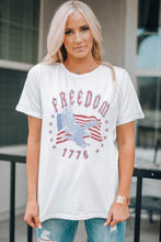 Load image into Gallery viewer, White FREEDOM Eagle Flag Print 1776 Graphic Tee