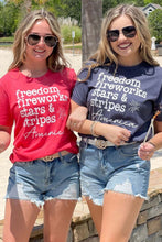 Load image into Gallery viewer, Red American Freedom Day Slogan Print T Shirt