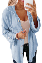 Load image into Gallery viewer, Black Roll Tab Sleeve Ribbed Cording Shacket