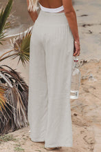 Load image into Gallery viewer, Black Smocked Wide Waistband High Waist Wide Leg Pants