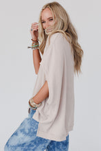 Load image into Gallery viewer, Apricot Ribbed Knit Batwing Sleeve Tunic Oversized T Shirt