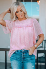 Load image into Gallery viewer, Apricot Flutter Sleeves Sheer Textured Babydoll Top