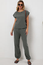 Load image into Gallery viewer, Gray Crinkled Texture Tee and Jogger Pants Set