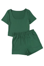 Load image into Gallery viewer, Green Ribbed Knit Shorts Lounge Set