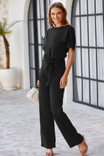 Load image into Gallery viewer, Red Belted Wide Leg Jumpsuit