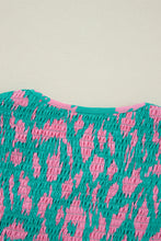 Load image into Gallery viewer, Green Abstract Print Puff Sleeve Tied Notched Neck Long Dress