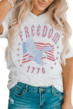Load image into Gallery viewer, White FREEDOM Eagle Flag Print 1776 Graphic Tee