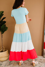 Load image into Gallery viewer, Family Matching Short Sleeve Color Block Adult Maxi Dress