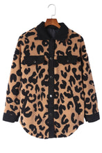 Load image into Gallery viewer, Black Contrast Trimmed Leopard Teddy Shacket