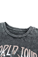 Load image into Gallery viewer, Gray WORLD TOUR Graphic Print Mineral Washed Tee