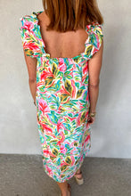 Load image into Gallery viewer, White Floral Print Ruffled Sleeveless Midi Dress