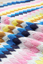 Load image into Gallery viewer, Khaki Trimmed Ruffle Sleeve Colorful Textured Sweater