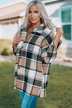 Load image into Gallery viewer, Rose Plaid Print Buttoned Shirt Jacket