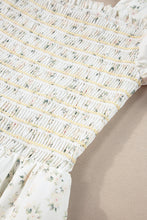 Load image into Gallery viewer, White Frilly Shirred Bodice Tiered Floral Maxi Dress
