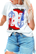 Load image into Gallery viewer, White American Flag Boots Pattern Graphic Tee