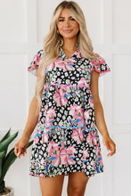 Load image into Gallery viewer, Pink Floral Ricrac Embellished Tiered Mini Dress