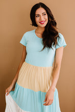 Load image into Gallery viewer, Family Matching Short Sleeve Color Block Adult Maxi Dress