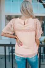 Load image into Gallery viewer, Apricot Flutter Sleeves Sheer Textured Babydoll Top