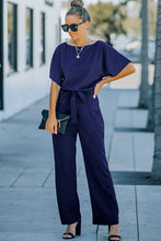 Load image into Gallery viewer, Red Belted Wide Leg Jumpsuit