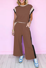 Load image into Gallery viewer, Chestnut Color Block Detail Casual Two-piece Outfit