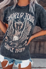 Load image into Gallery viewer, Gray WORLD TOUR Graphic Print Mineral Washed Tee