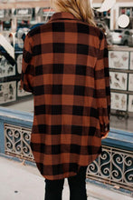 Load image into Gallery viewer, Red Turn-down Collar Plaid Shirt Coat