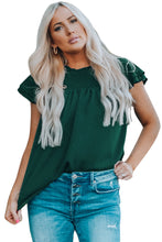 Load image into Gallery viewer, Green Tiered Sleeve Frilled Neck Dotted Top