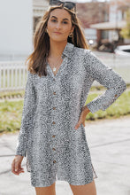 Load image into Gallery viewer, Long Sleeve Leopard Animal Print Shirt Dress