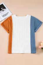 Load image into Gallery viewer, Light Blue Textured Color Block Loose Fit T Shirt