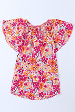 Load image into Gallery viewer, Multicolor Floral Print Tie V Neck Ruffle Mini Dress