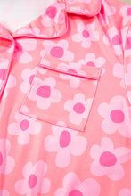Load image into Gallery viewer, Pink Flower Print Short Sleeve Shirt Pajamas Set