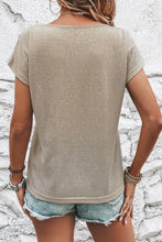 Load image into Gallery viewer, Smoke Gray Button Detail Batwing Sleeve Casual Tee