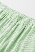 Load image into Gallery viewer, Green Crinkled Texture V Neck Ruffled Sleeve Tops and Shorts Set