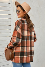 Load image into Gallery viewer, Rose Plaid Print Buttoned Shirt Jacket