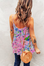 Load image into Gallery viewer, Pink Abstract Floral Print Notch V Neck Rolled Short Sleeve Blouse
