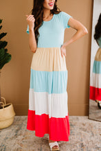 Load image into Gallery viewer, Family Matching Short Sleeve Color Block Adult Maxi Dress